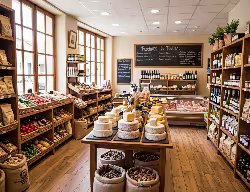 Les commerces de La Salvetat-sur-Agout (image générée par IA)